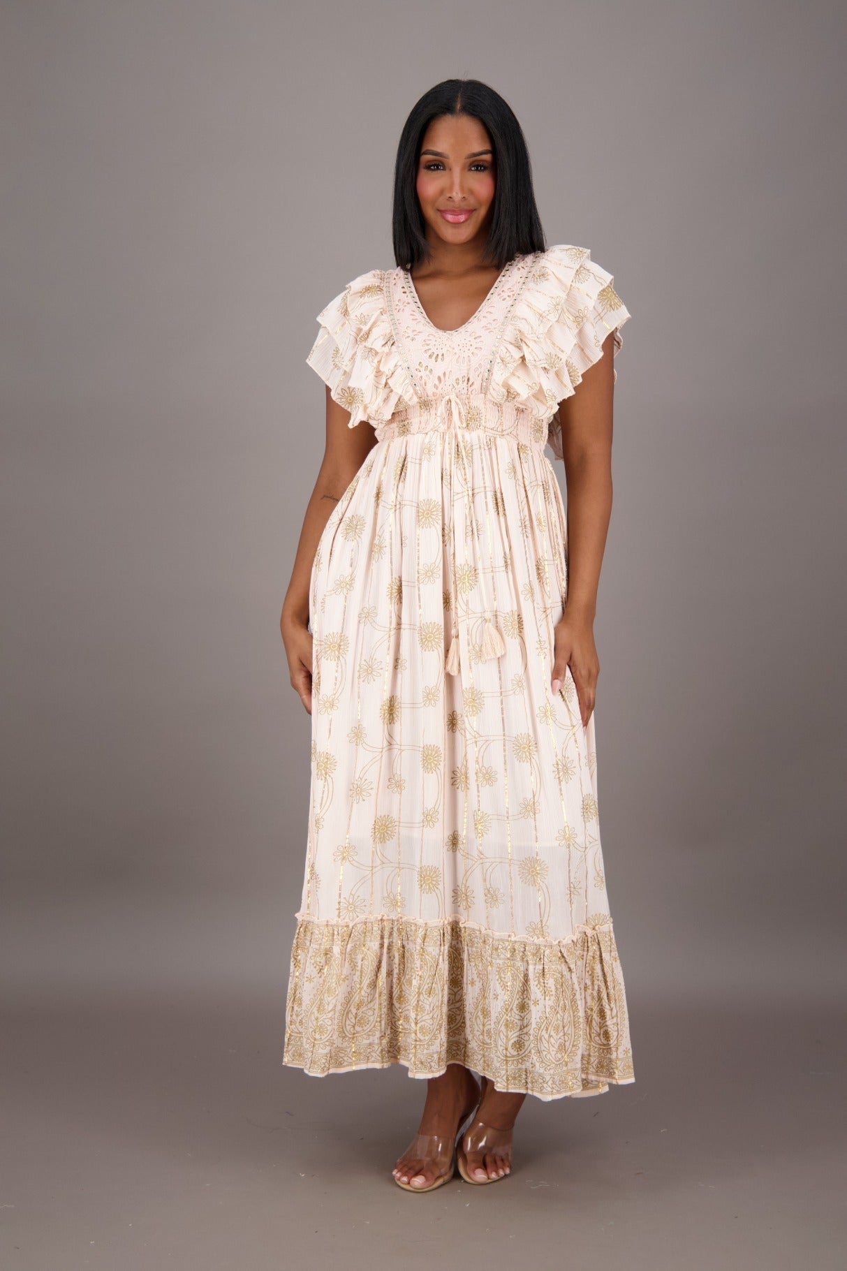 Daisy Flutter Sleeve Maxi 24710 - Advance Apparels Inc