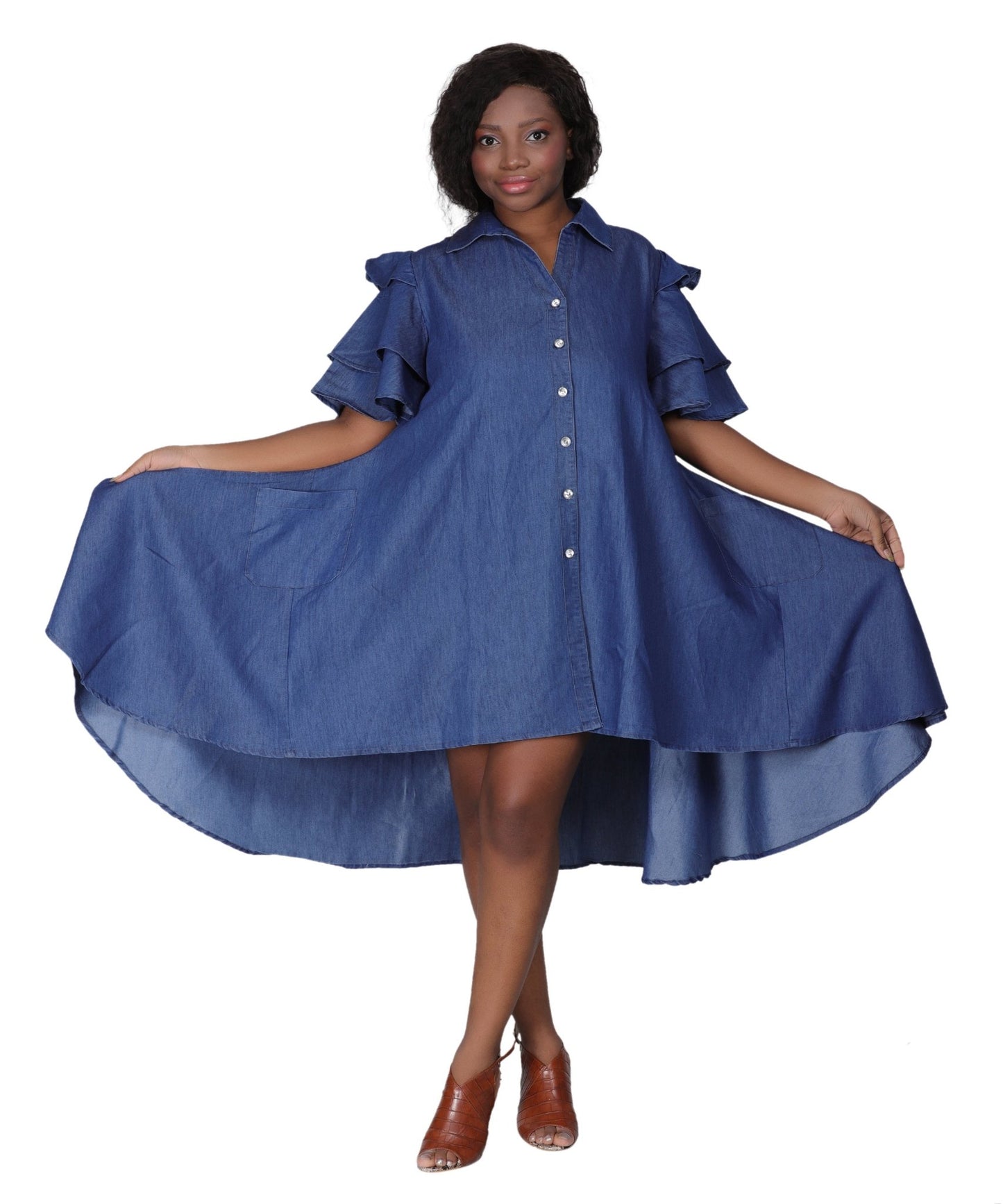 Denim Hi - Lo Dress 22400 - Advance Apparels Inc