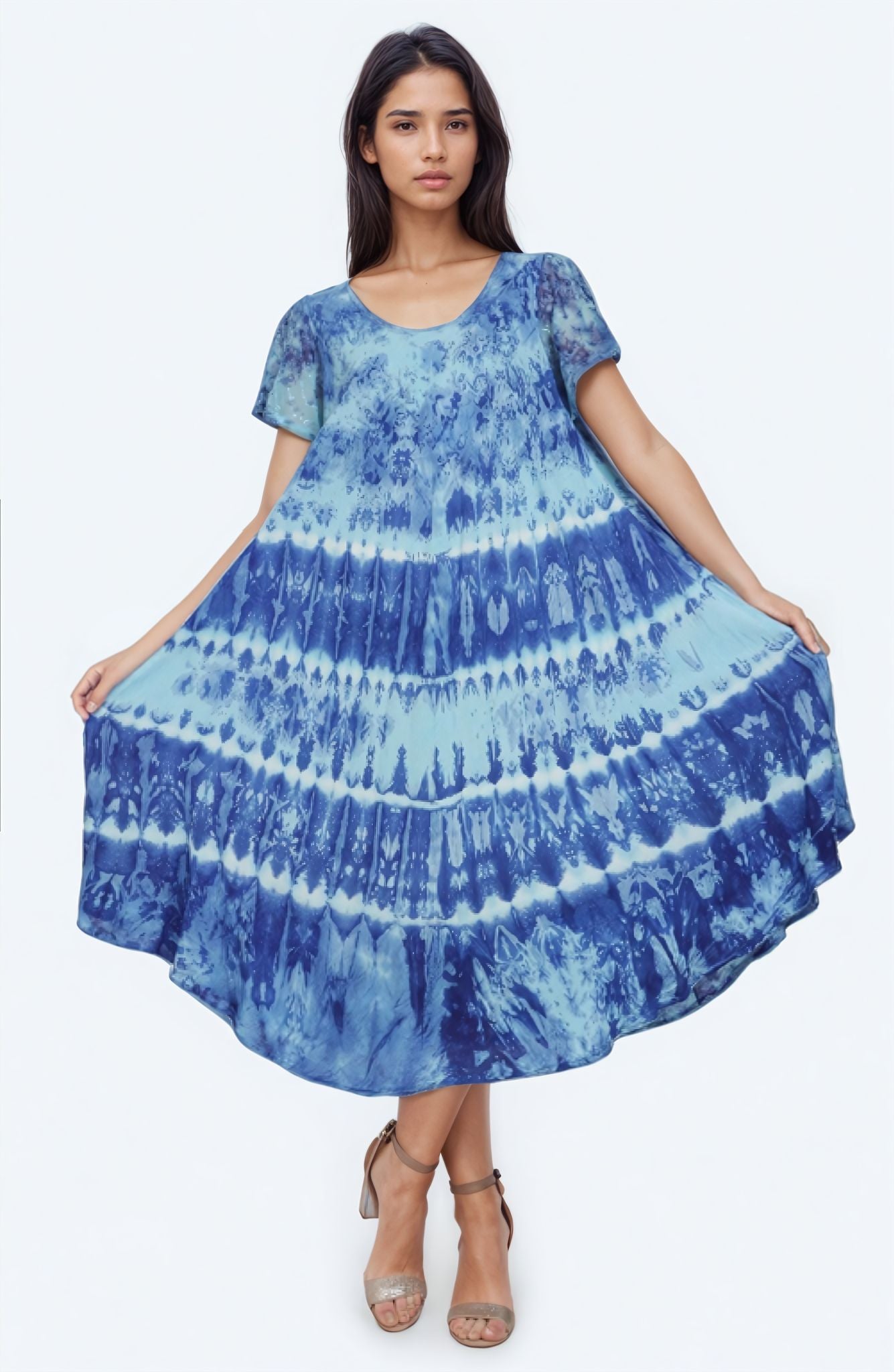 Dual Tone Tie Dye Trapeze Dress UDS52 - 2436 - Advance Apparels Inc