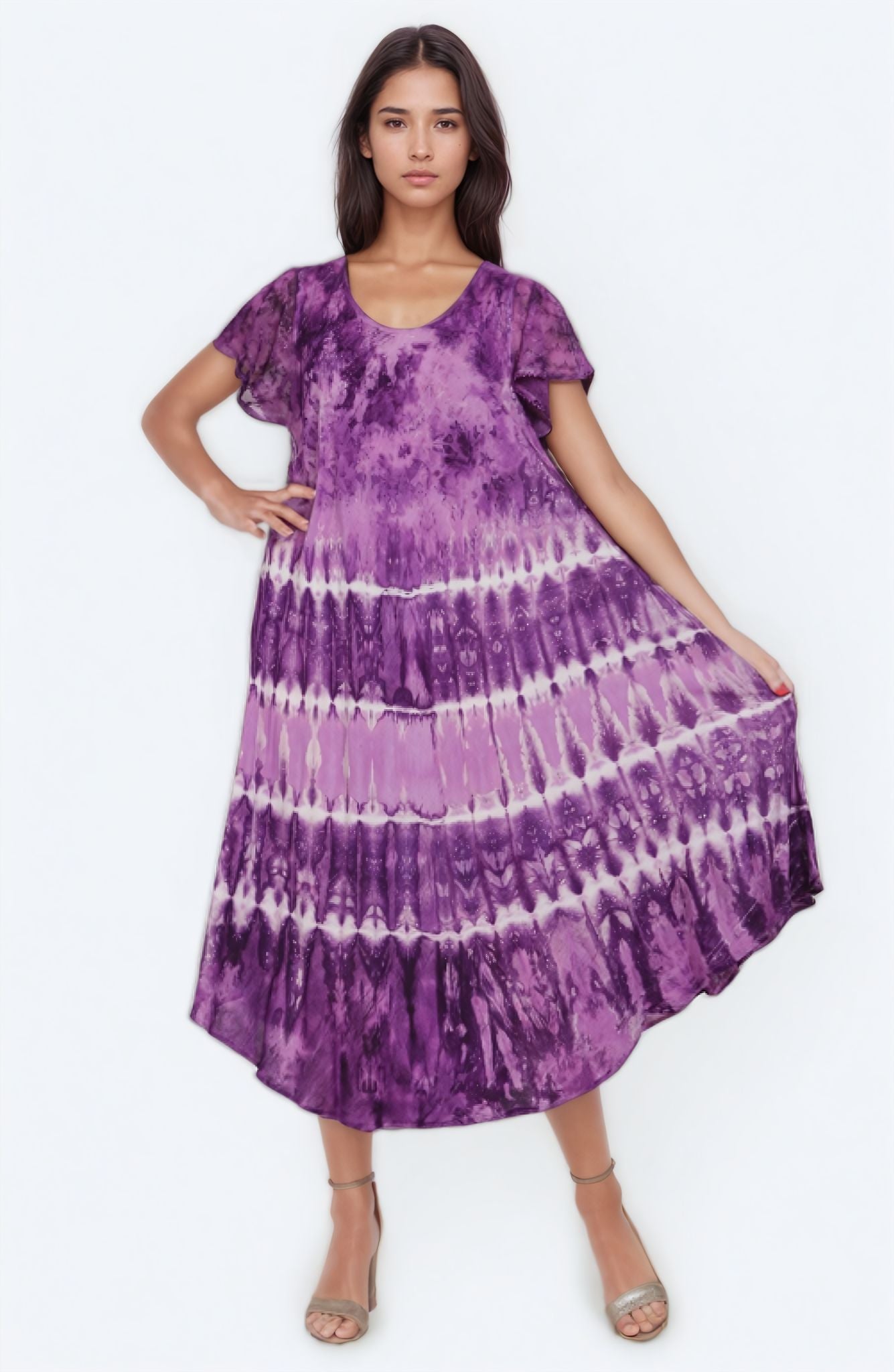 Dual Tone Tie Dye Trapeze Dress UDS52 - 2436 - Advance Apparels Inc