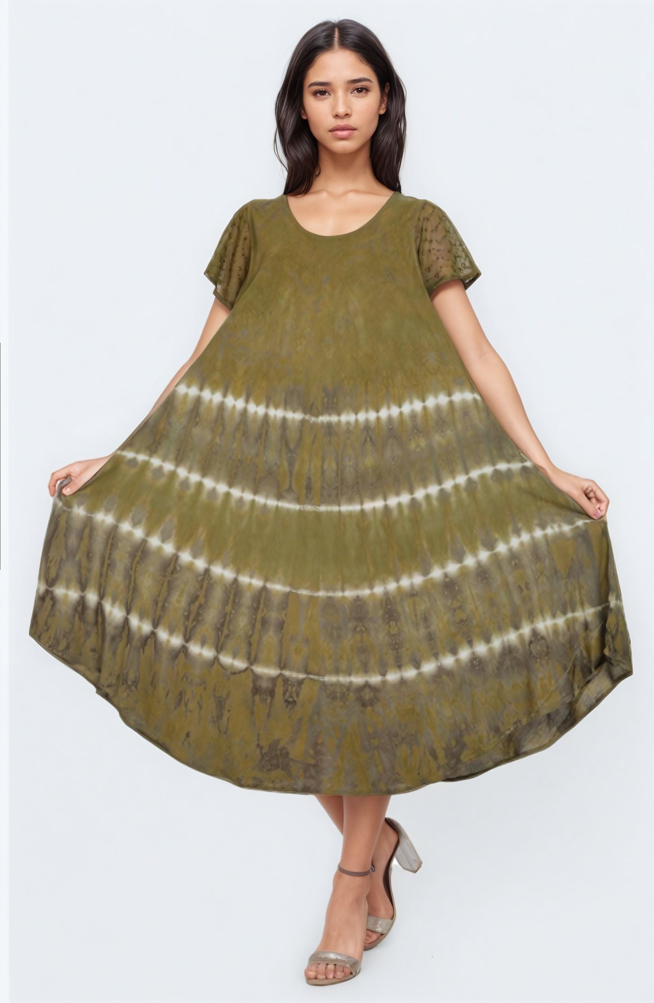 Dual Tone Tie Dye Trapeze Dress UDS52 - 2436 - Advance Apparels Inc