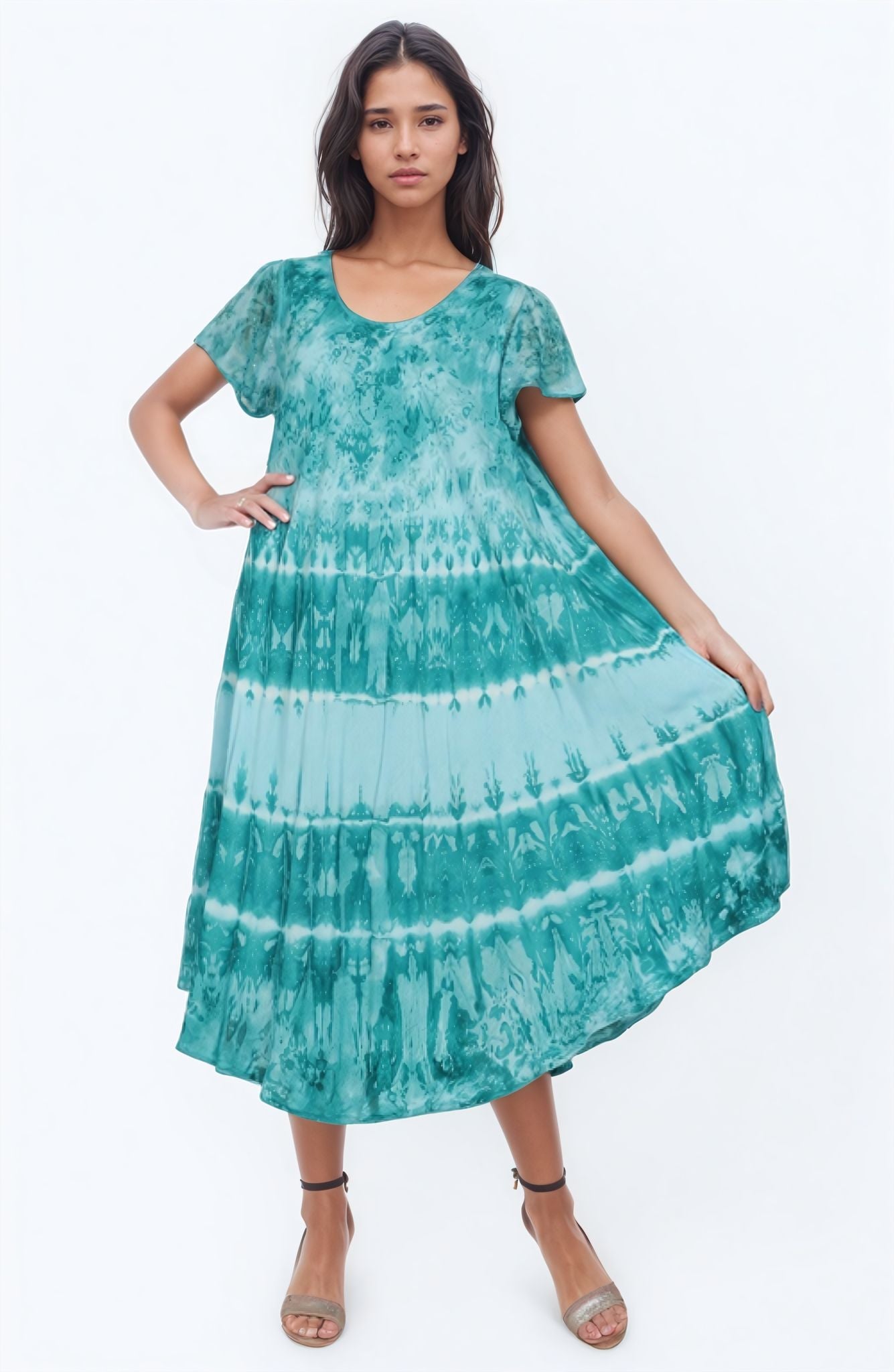 Dual Tone Tie Dye Trapeze Dress UDS52 - 2436 - Advance Apparels Inc