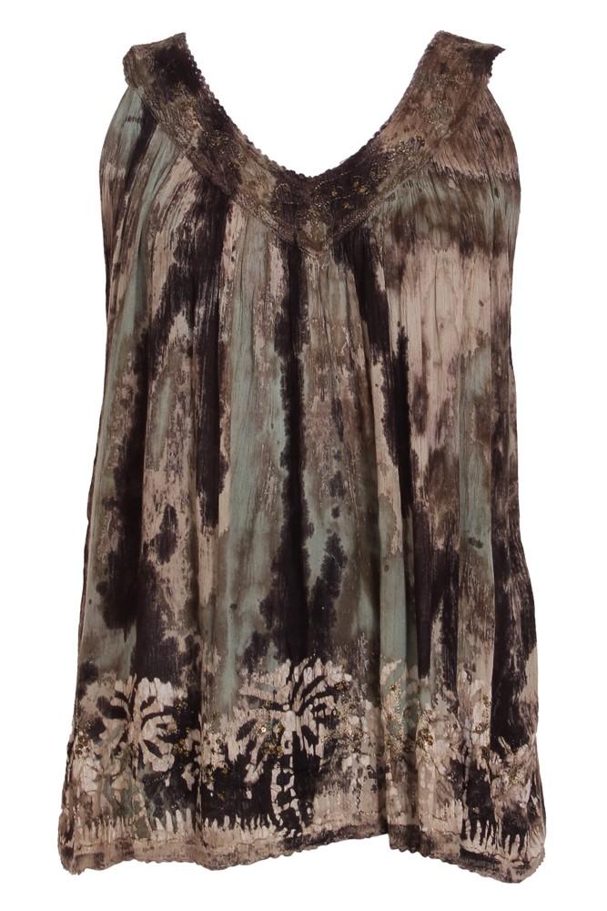 Earth Tone V - Neck Tie Dye Tank Top 17795 - Advance Apparels Inc