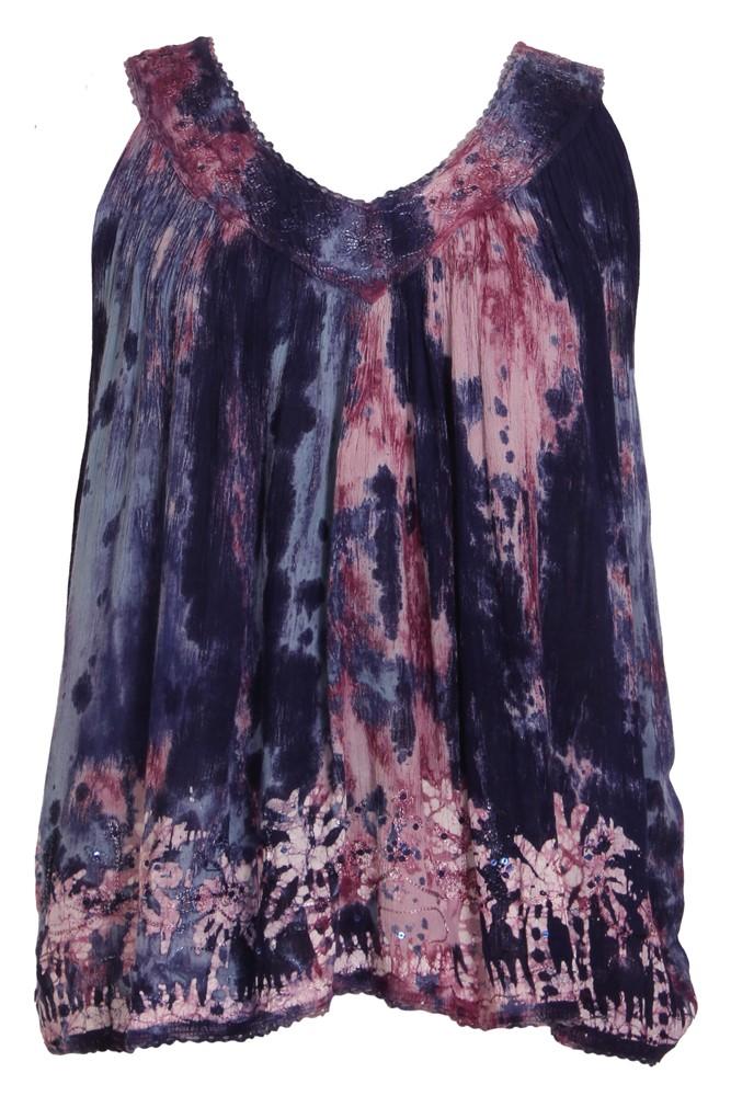 Earth Tone V - Neck Tie Dye Tank Top 17795 - Advance Apparels Inc