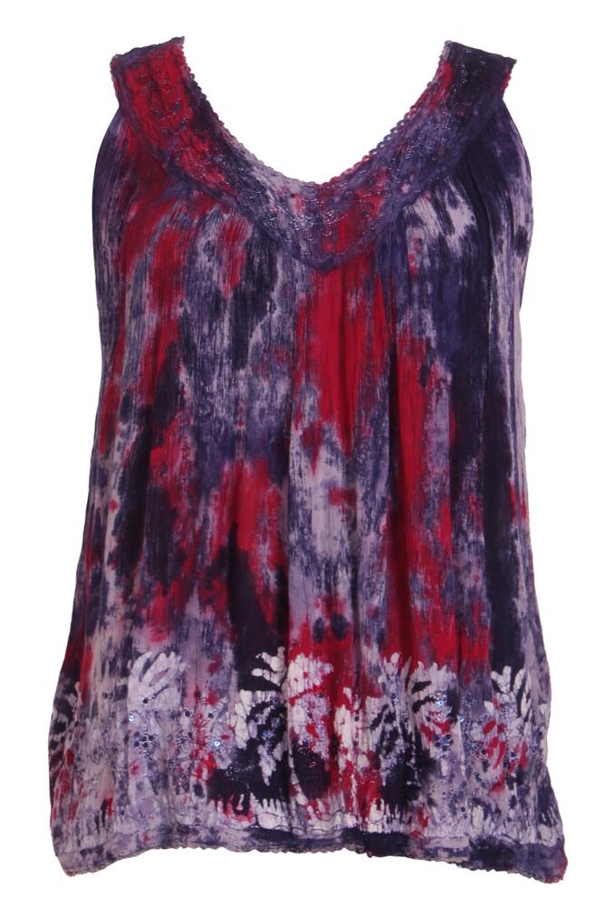 Earth Tone V - Neck Tie Dye Tank Top 17795 - Advance Apparels Inc