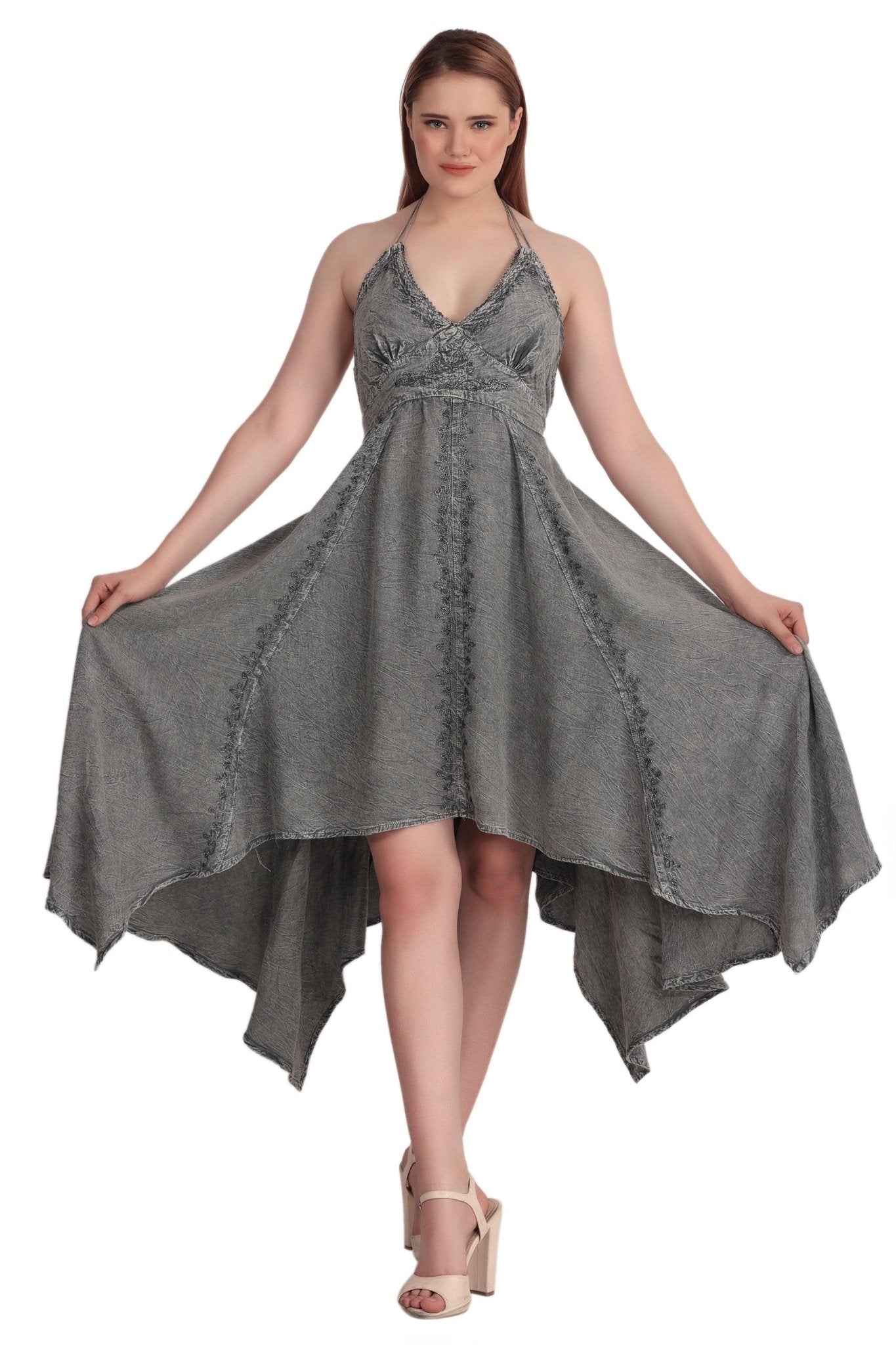 Elastic Back Acid Wash Dress (S/M-1X/2X) 4 Colors ADL-30332 - Advance Apparels Inc