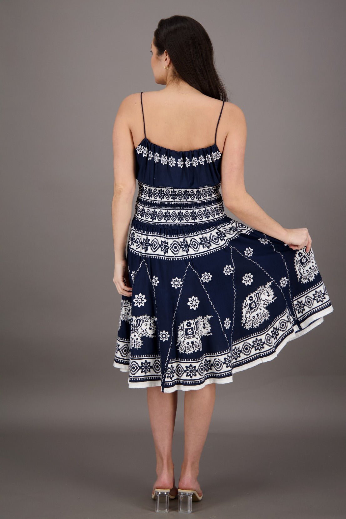 Elephant Block Print Batik Dress 2833 - Advance Apparels Inc