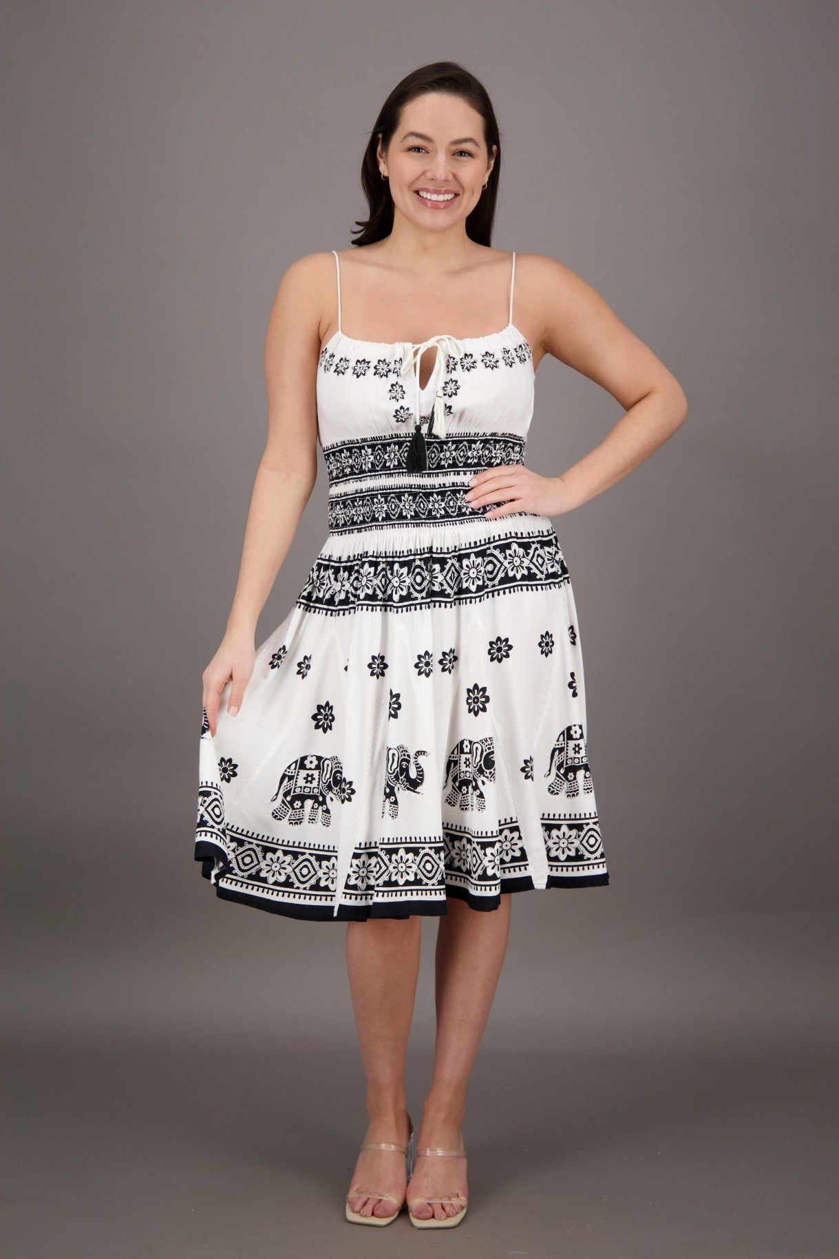Elephant Block Print Batik Dress 2833 - Advance Apparels Inc