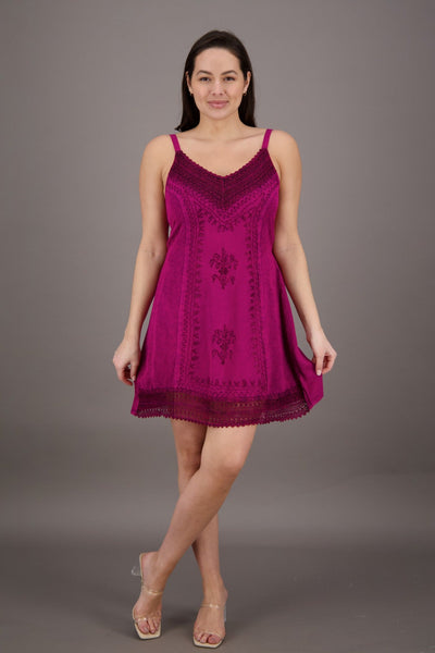 Embroidered Mid-Length Acid Wash Renaissance Dress (S/M-1X/2X) 161112 - Advance Apparels Inc