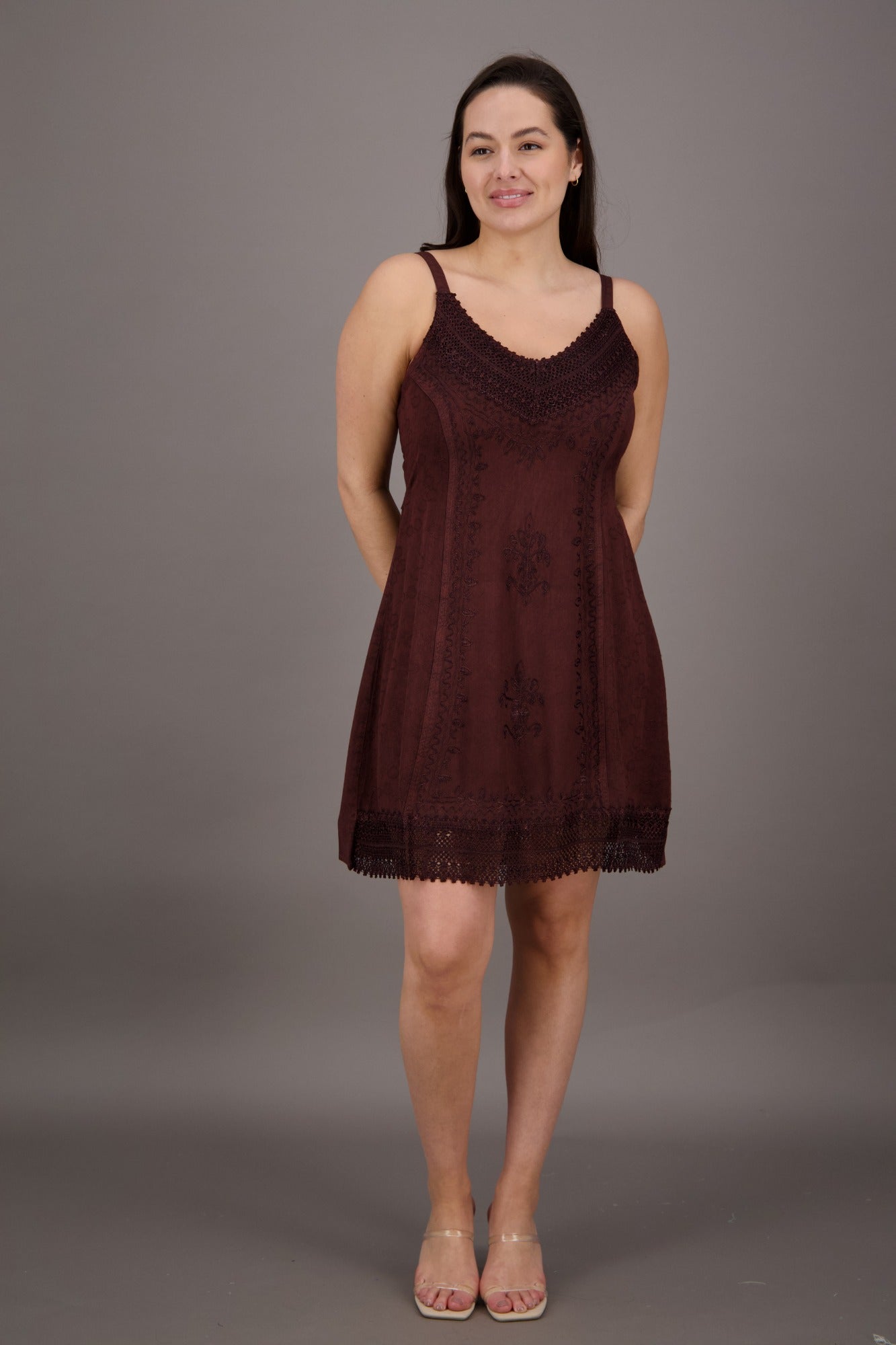 Embroidered Mid - Length Acid Wash Renaissance Dress (S/M - 1X/2X) 161112 - Advance Apparels Inc