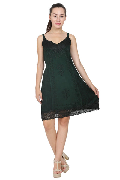 Embroidered Mid-Length Acid Wash Renaissance Dress (S/M-1X/2X) 161112 - Advance Apparels Inc