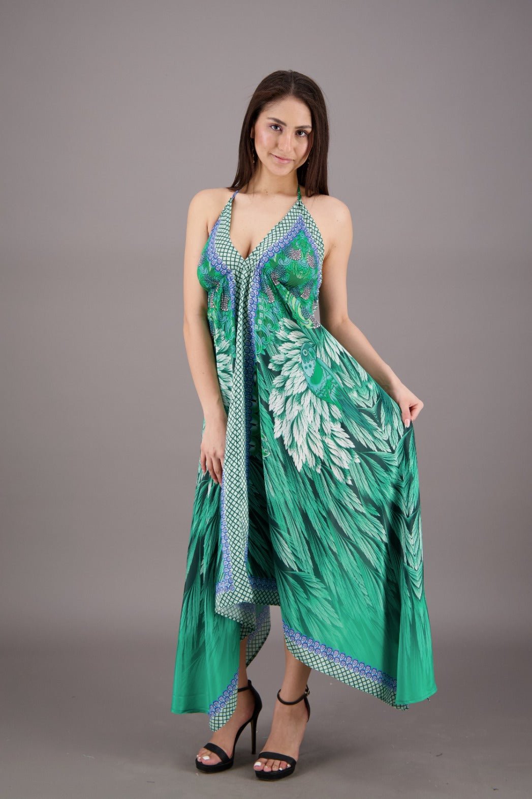 Exotic Digital Print Halter Dress AB - 23022 - Advance Apparels Inc