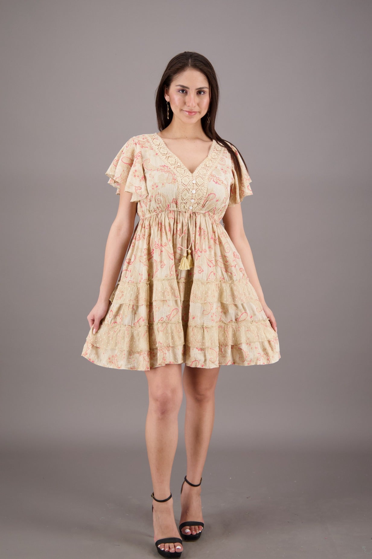 Floral Whisper Boho Middy Dress 24937 - Advance Apparels Inc