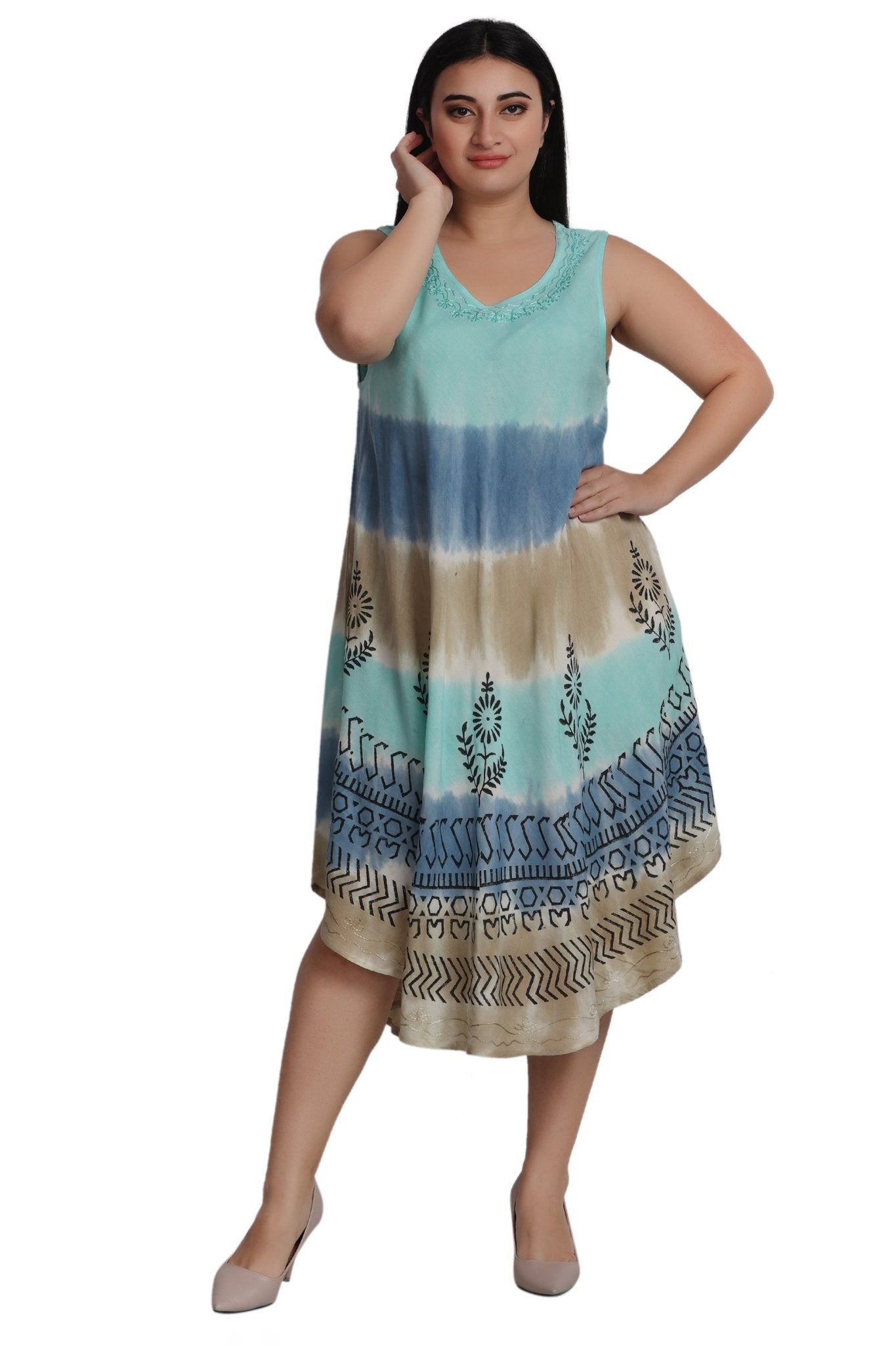 Geometric Block Print Dress 482139-R - Advance Apparels Inc