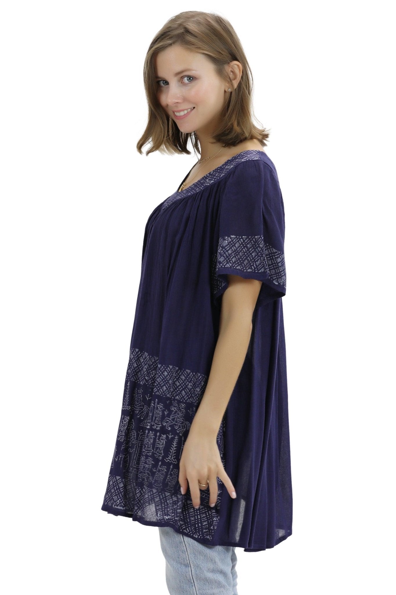 Geometric Border Print Blouse 94 - Advance Apparels Inc