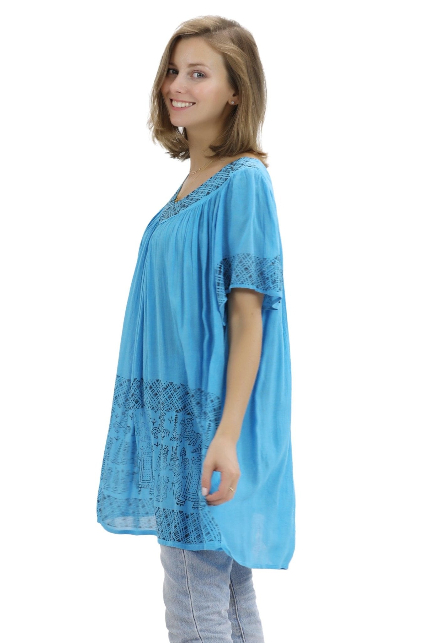 Geometric Border Print Blouse 94 - Advance Apparels Inc