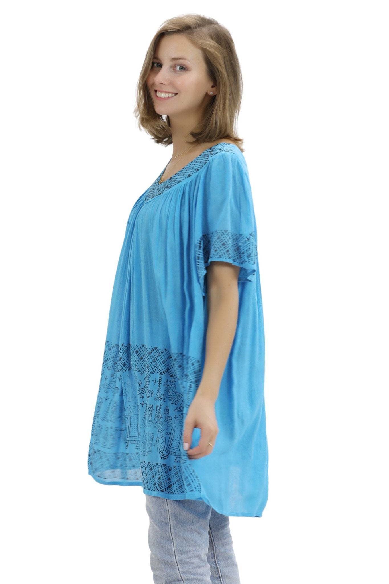 Geometric Border Print Blouse 94 - Advance Apparels Inc