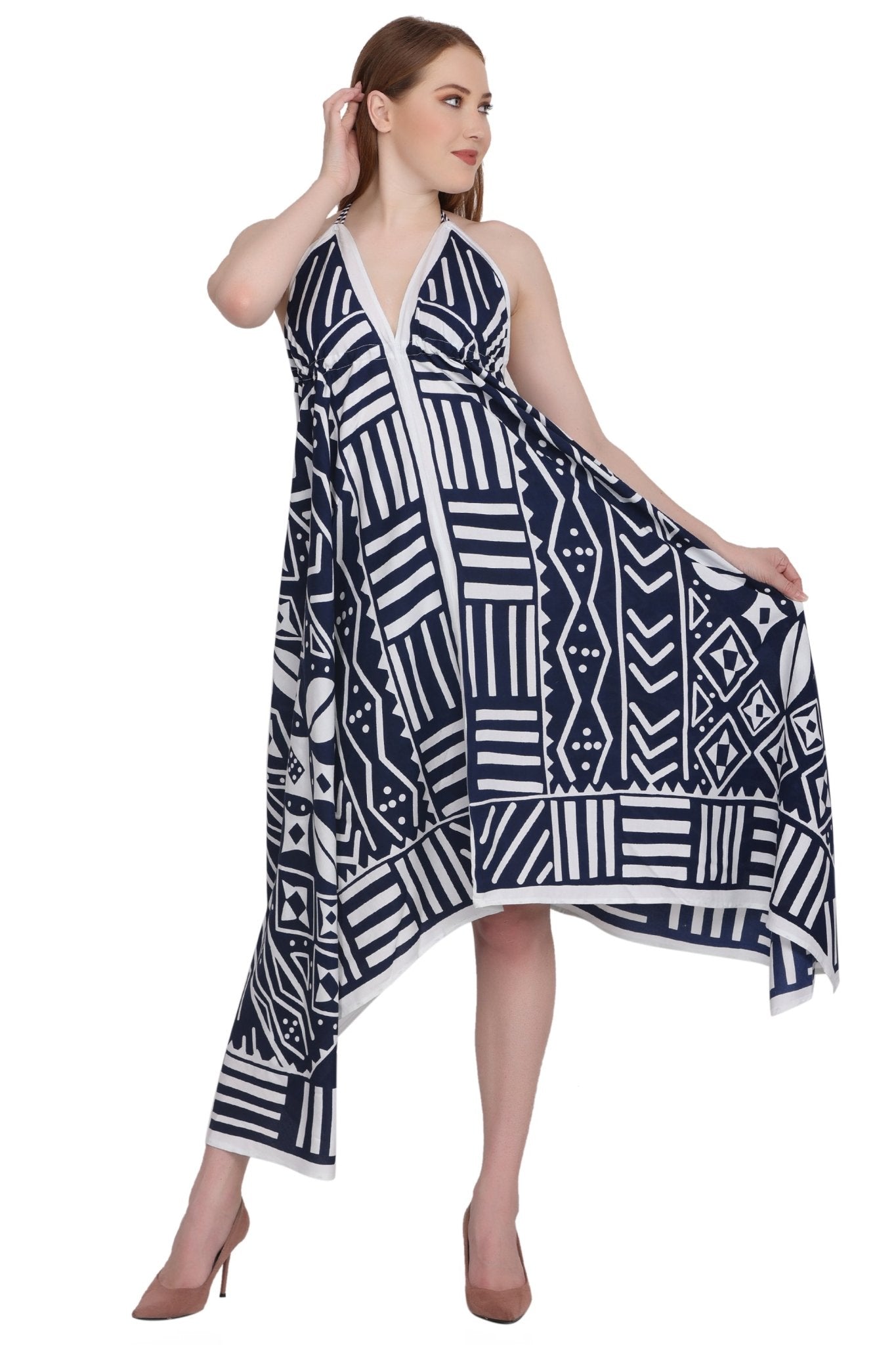 Geometric Print Scarf Dress 1951 - Advance Apparels Inc