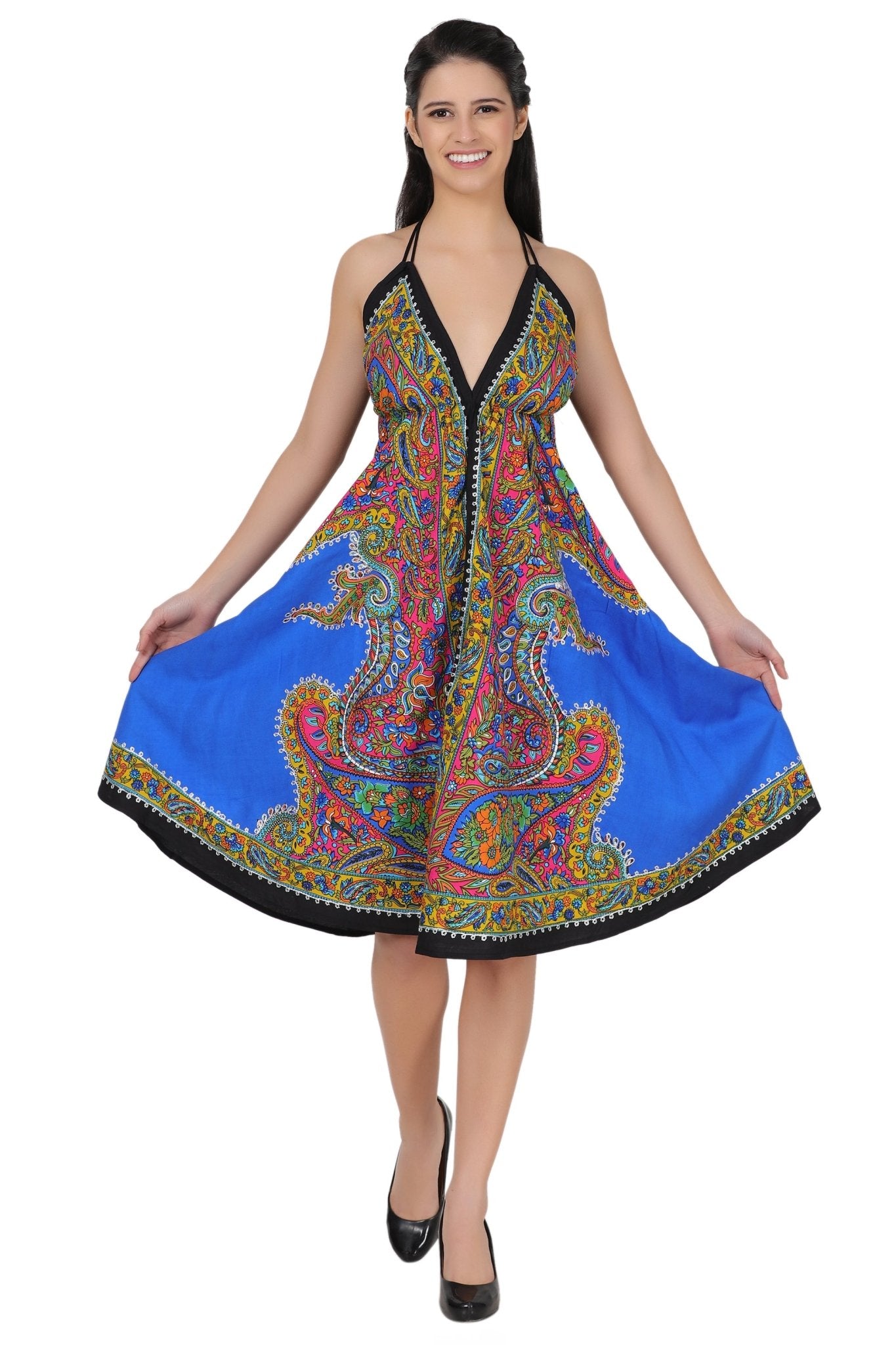 Halter Top Elastic Back Mid-Length Batik Dress PD-9706 - Advance Apparels Inc