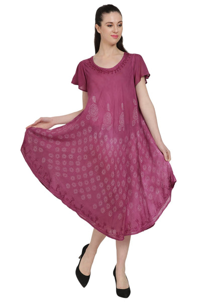 Hand Block Print Umbrella Dress w/ Sleeves UDS48-2408 - Advance Apparels Inc