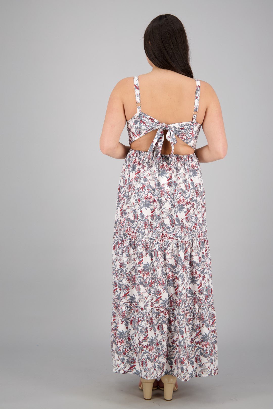 Hollowed Silk Maxi Dress AB29013 - Advance Apparels Inc