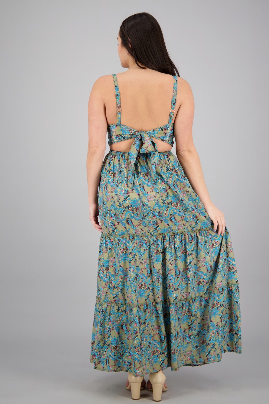 Hollowed Silk Maxi Dress AB29013 - Advance Apparels Inc