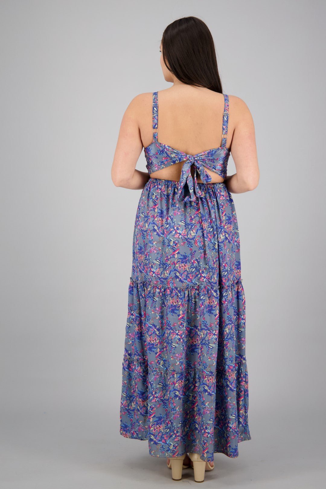 Hollowed Silk Maxi Dress AB29013 - Advance Apparels Inc