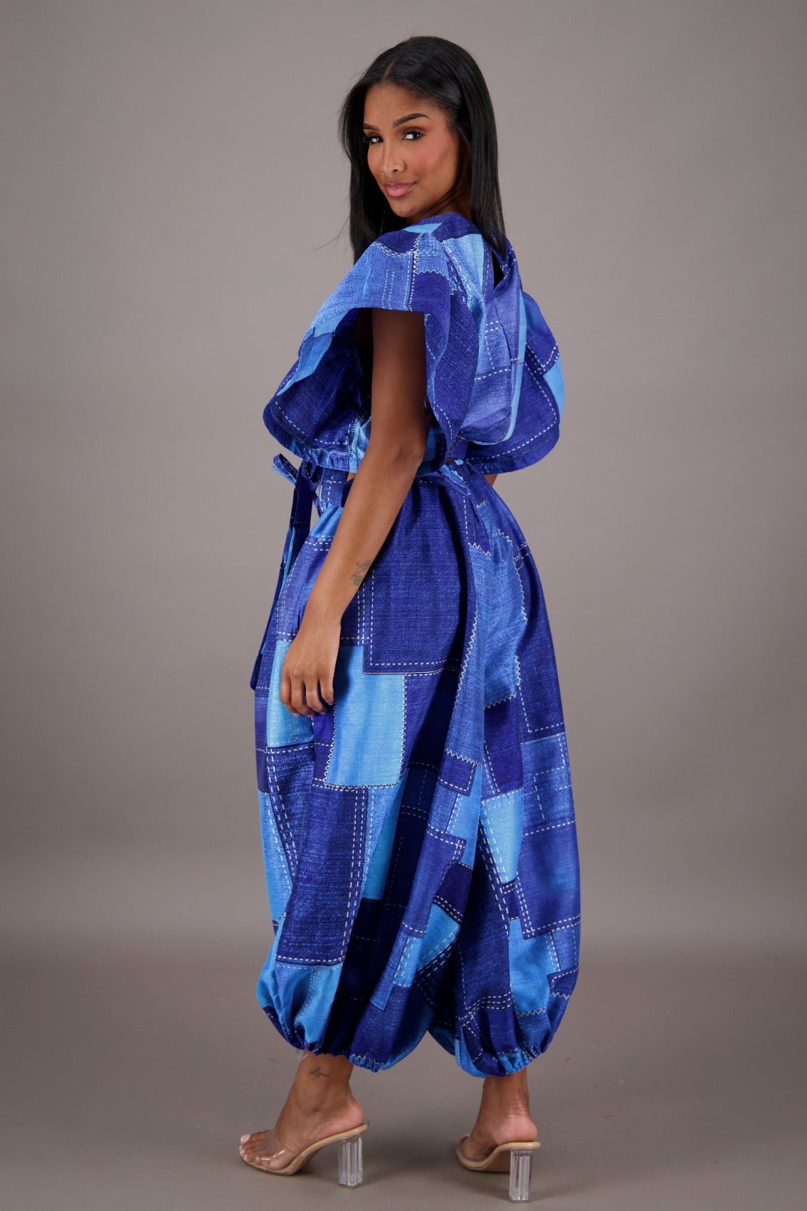 Indigo Patchwork Two - Piece Set APS - 25078 - B084 - Advance Apparels Inc