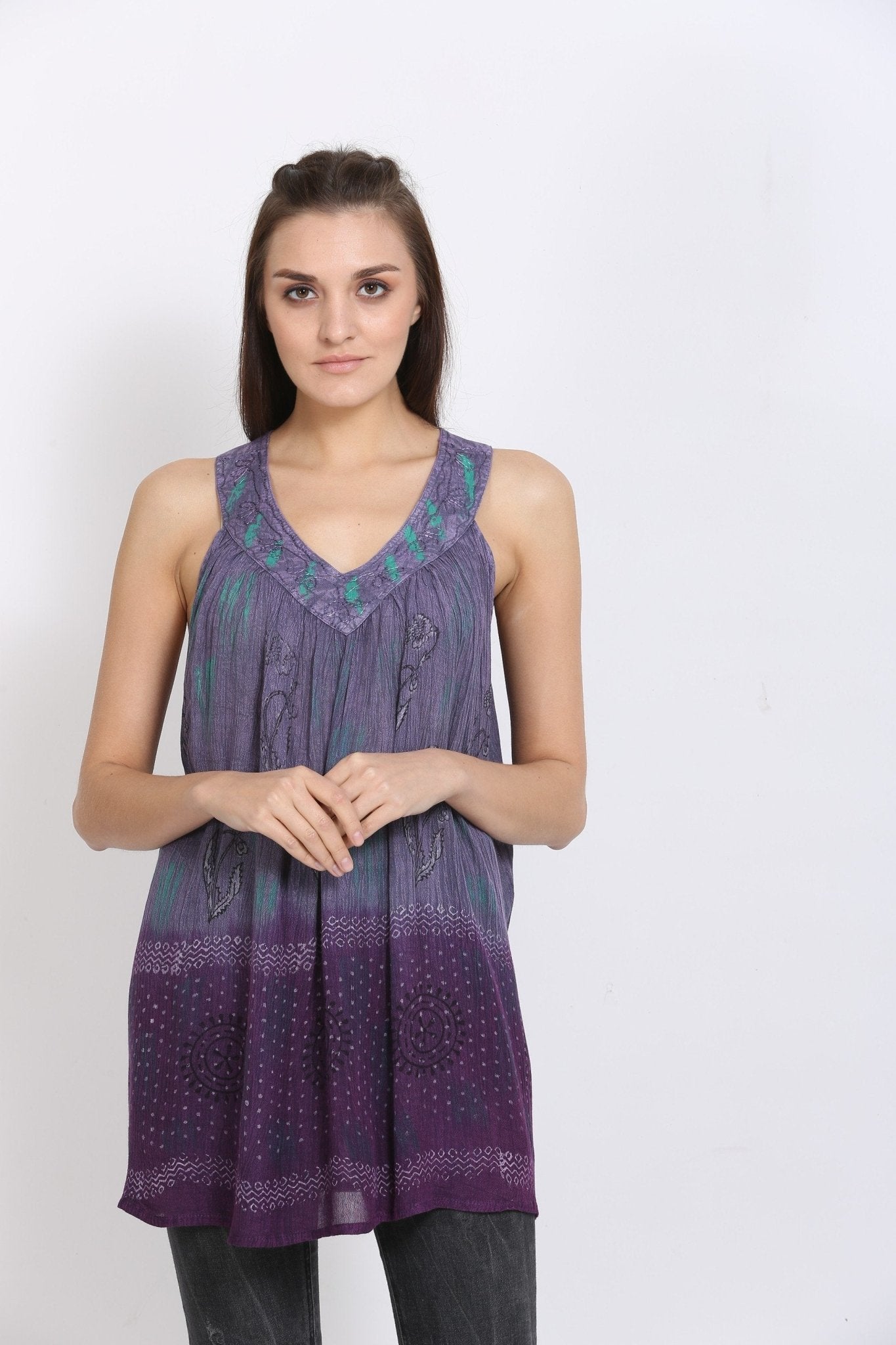 Jaipur Tie Dye V - Neck Tank Top 19525 - Advance Apparels Inc