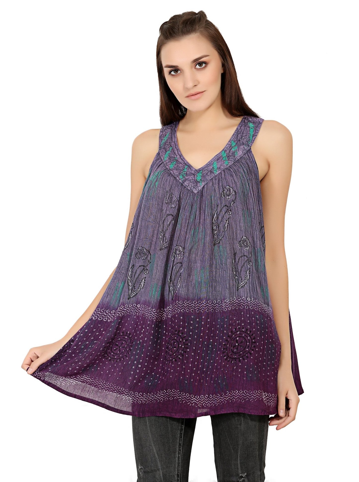 Jaipur Tie Dye V - Neck Tank Top 19525 - Advance Apparels Inc