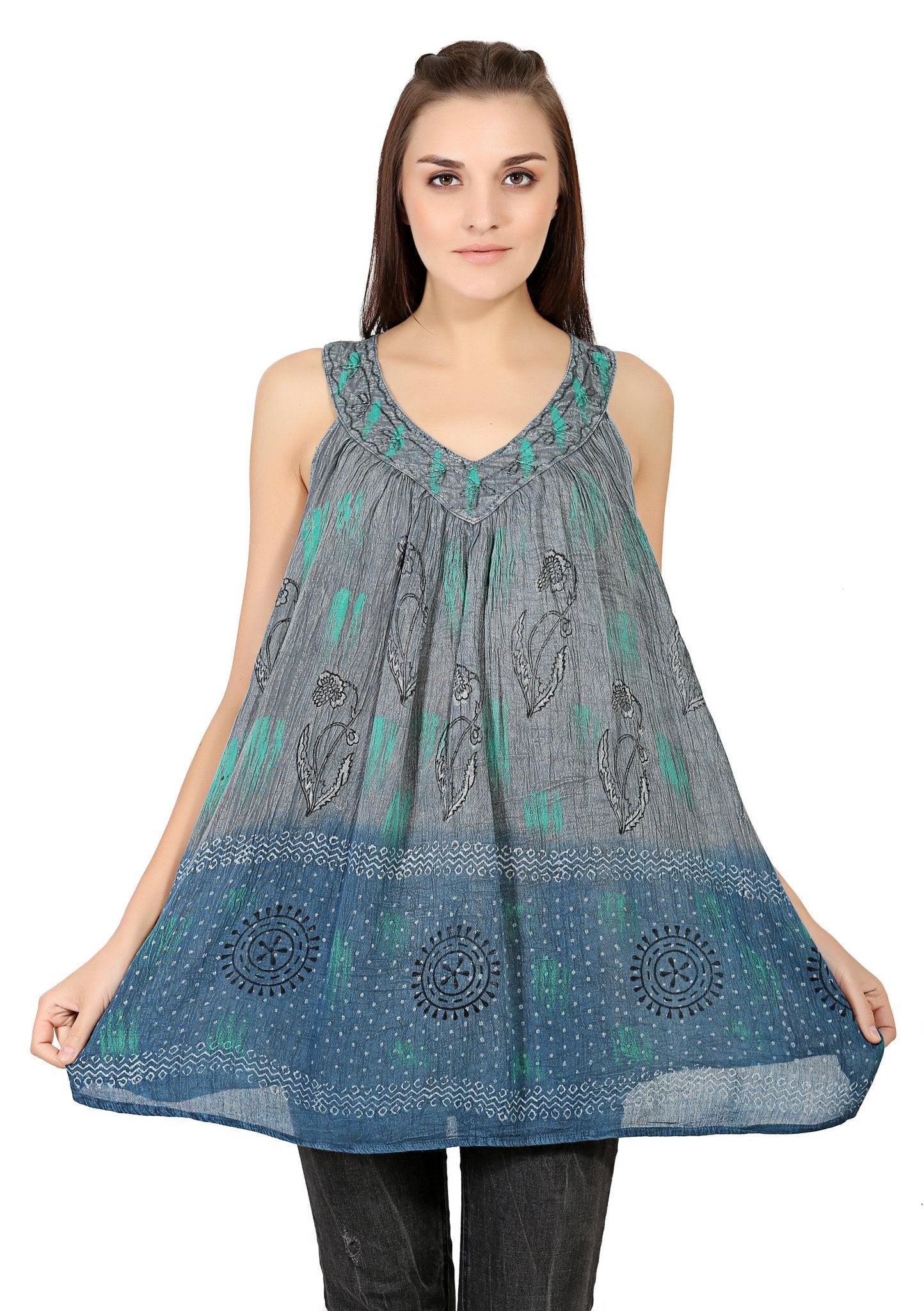 Jaipur Tie Dye V - Neck Tank Top 19525 - Advance Apparels Inc