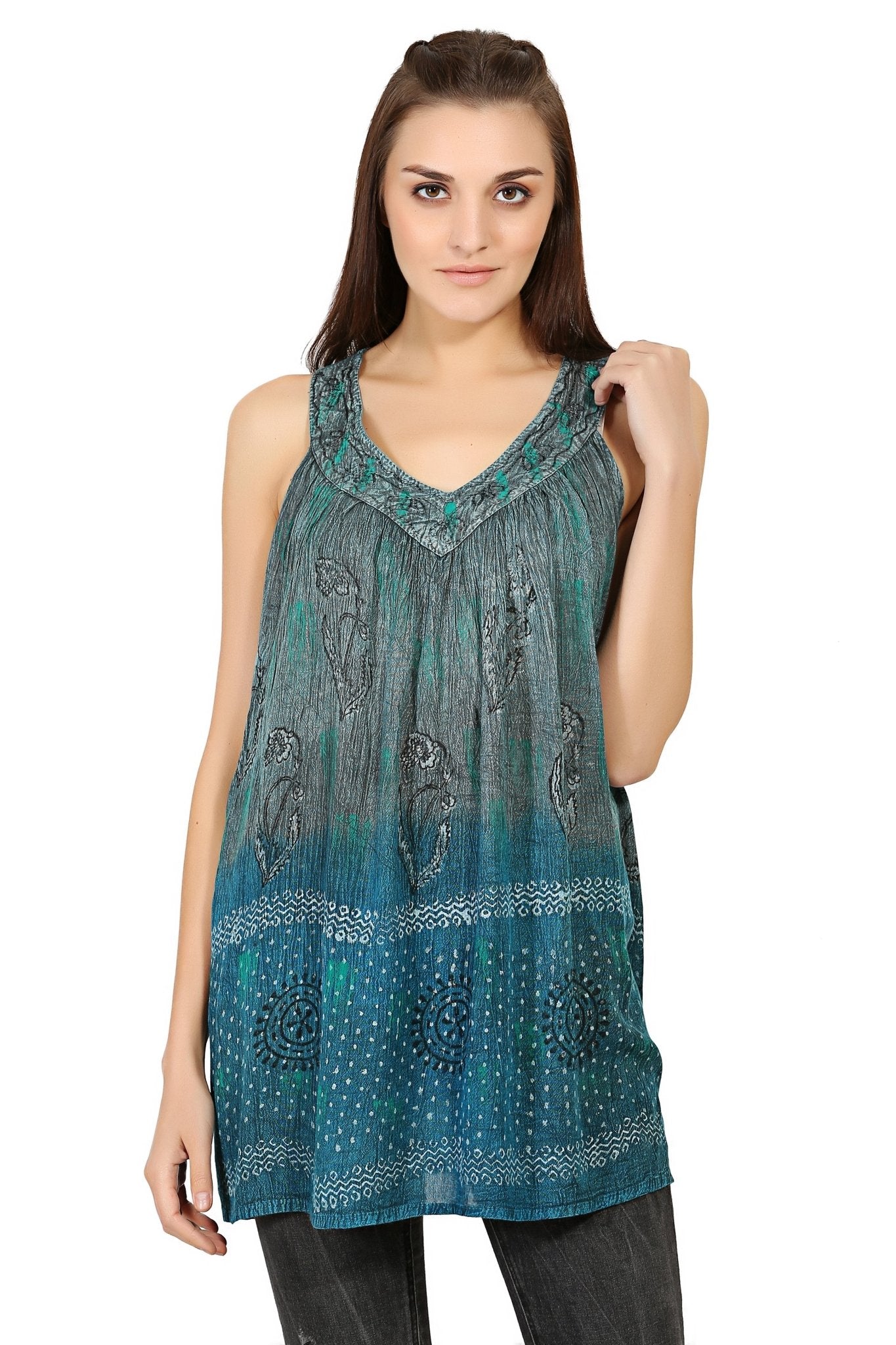 Jaipur Tie Dye V - Neck Tank Top 19525 - Advance Apparels Inc