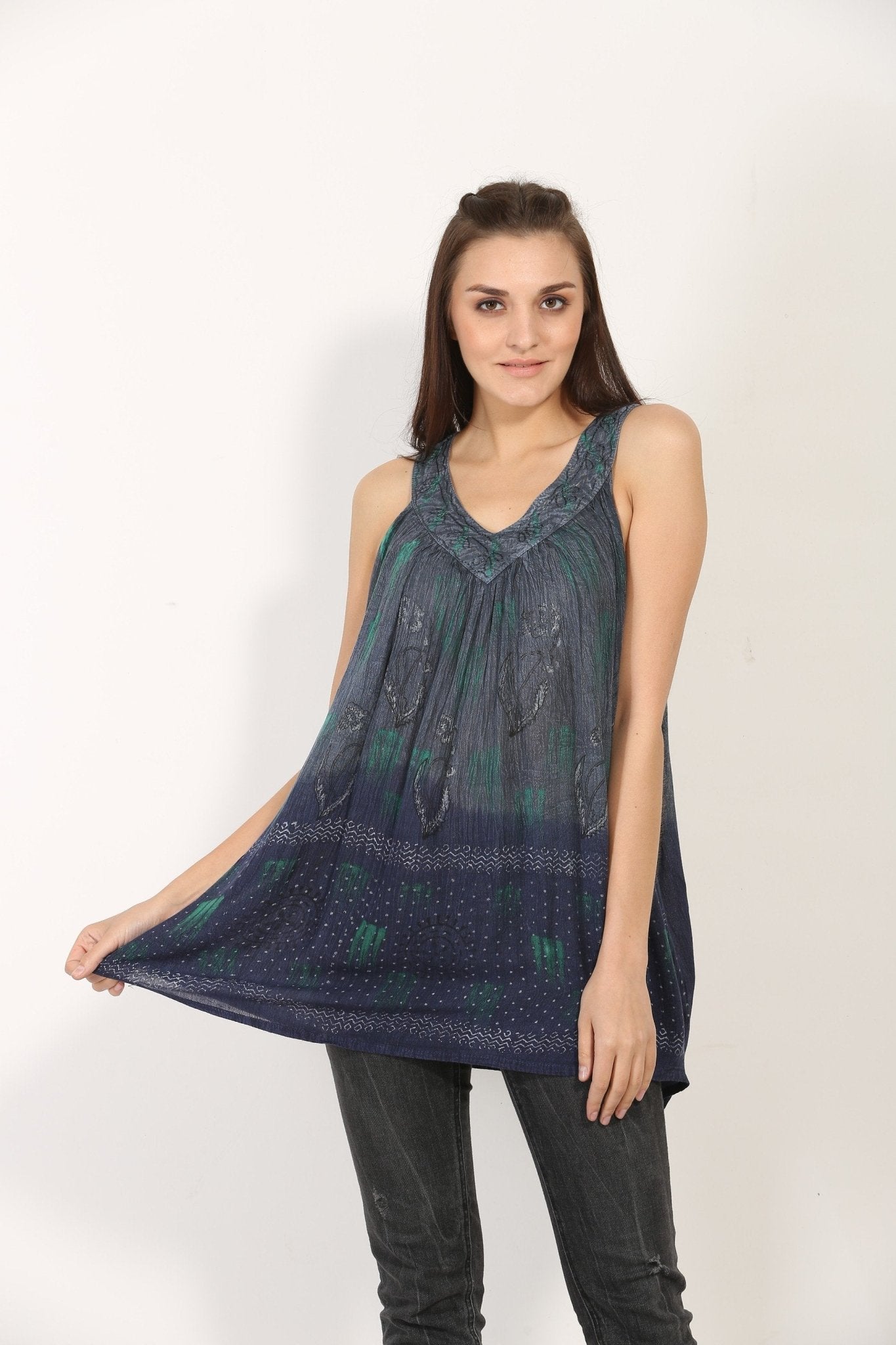 Jaipur Tie Dye V - Neck Tank Top 19525 - Advance Apparels Inc