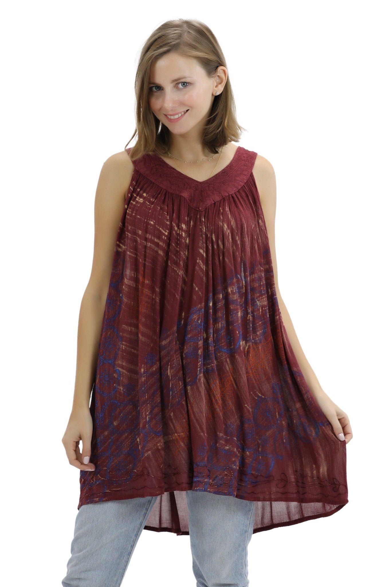 Jaipur Tie Dye V-Neck Tank Top 91 - Advance Apparels Inc