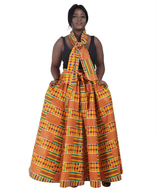 Kente African Print Long Maxi Skirt Elastic Waist 16317 - 64 - Advance Apparels Inc