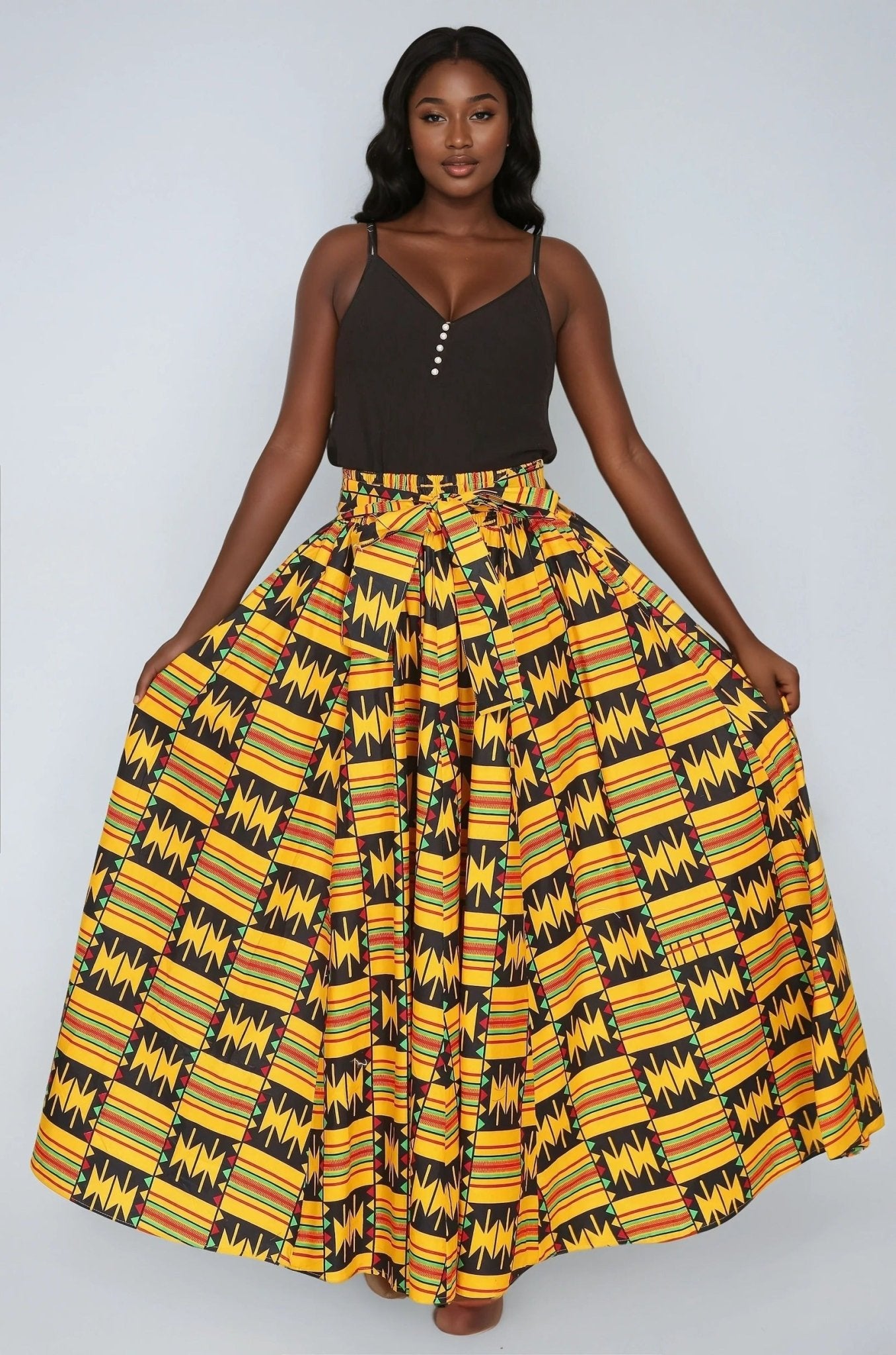 Kente Print Long Maxi Skirt 16317 - 611 - Advance Apparels Inc