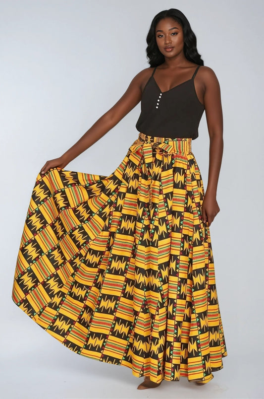 Kente Print Long Maxi Skirt 16317 - 611 - Advance Apparels Inc