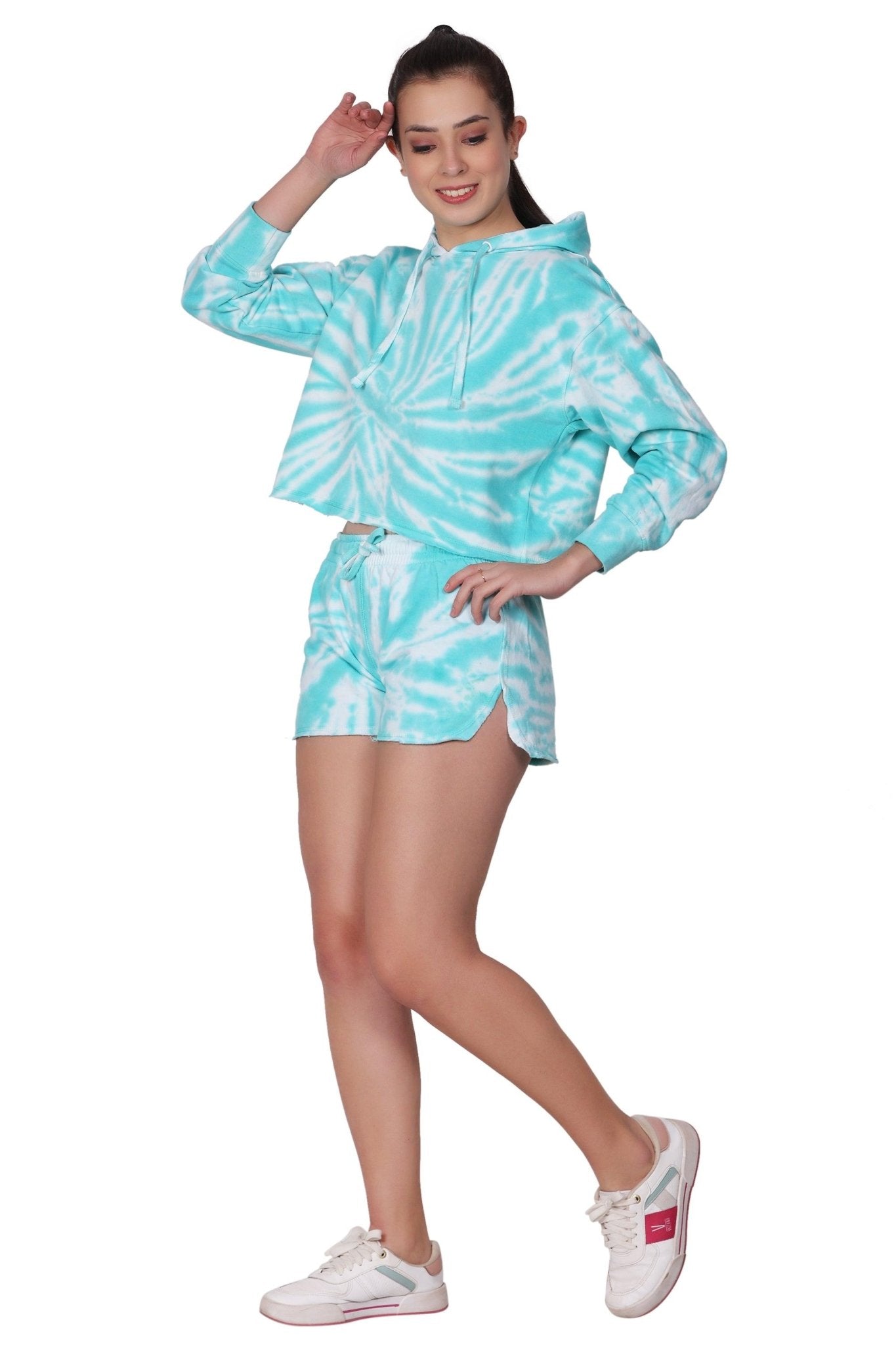 Ladies Two Piece Tie Dye Crop Set Cotton Blend Activewear 9601/8601 - Advance Apparels Inc