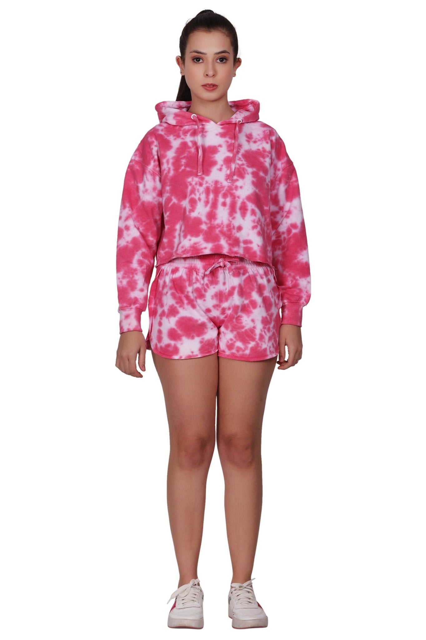 Ladies Two Piece Tie Dye Crop Set Cotton Blend Activewear 9602/8602 - Advance Apparels Inc