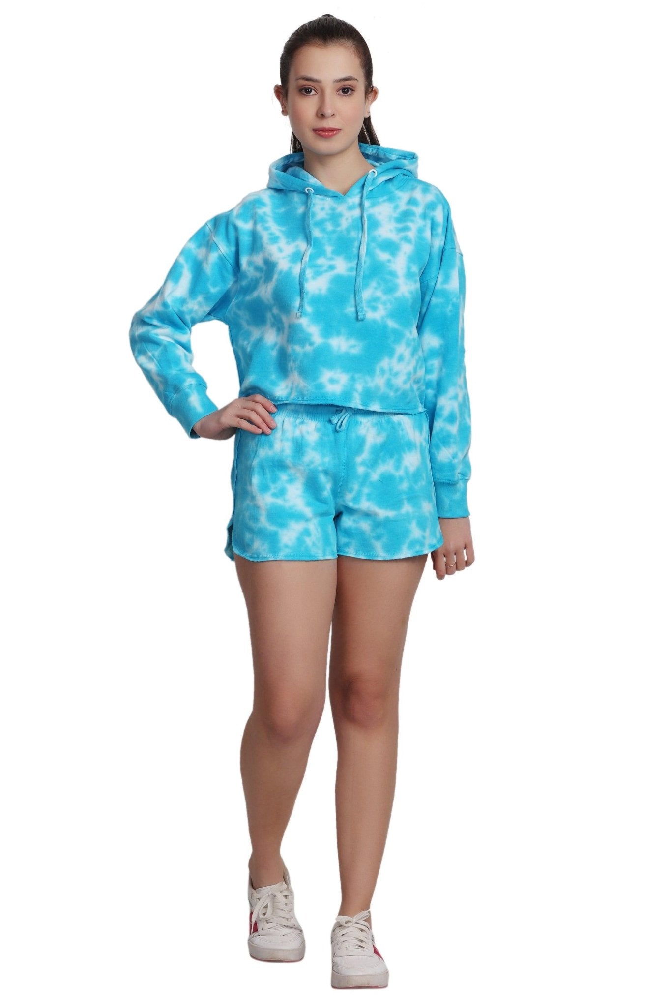 Ladies Two Piece Tie Dye Crop Set Cotton Blend Activewear 9602/8602 - Advance Apparels Inc
