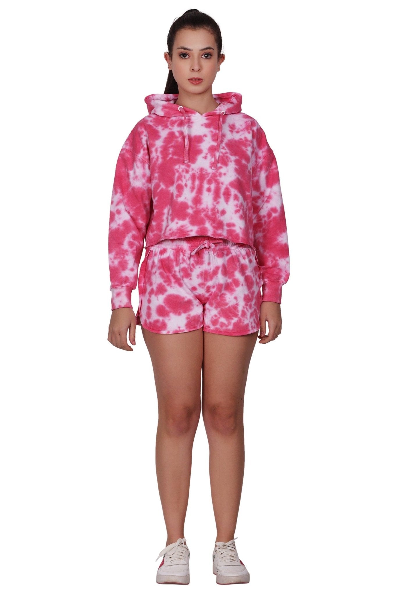 Ladies Two Piece Tie Dye Crop Set Cotton Blend Activewear 9602/8602 - Advance Apparels Inc