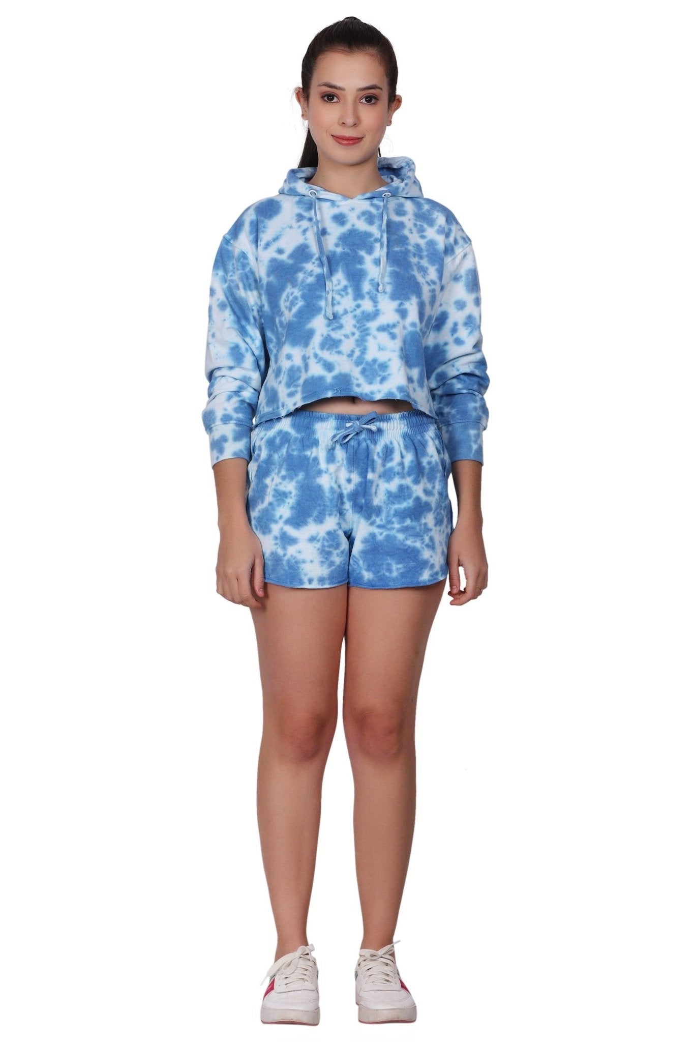 Ladies Two Piece Tie Dye Crop Set Cotton Blend Activewear 9602/8602 - Advance Apparels Inc