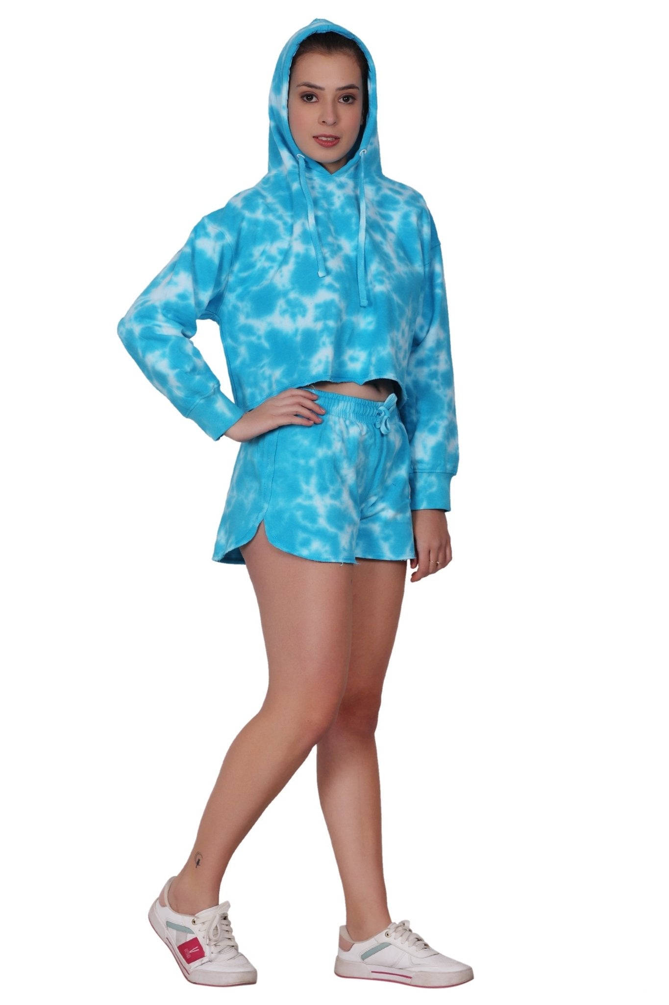 Ladies Two Piece Tie Dye Crop Set Cotton Blend Activewear 9602/8602 - Advance Apparels Inc