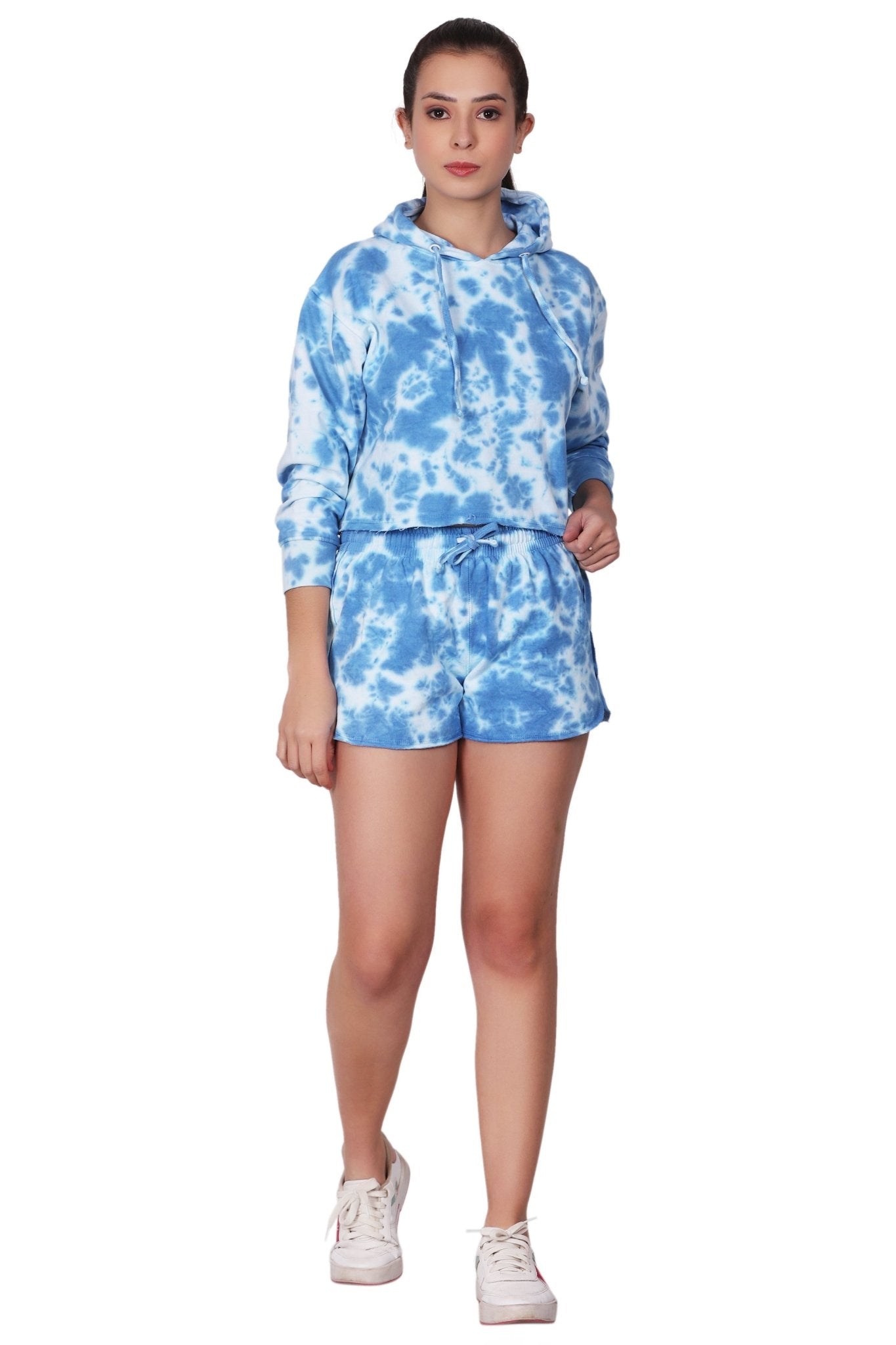 Ladies Two Piece Tie Dye Crop Set Cotton Blend Activewear 9602/8602 - Advance Apparels Inc