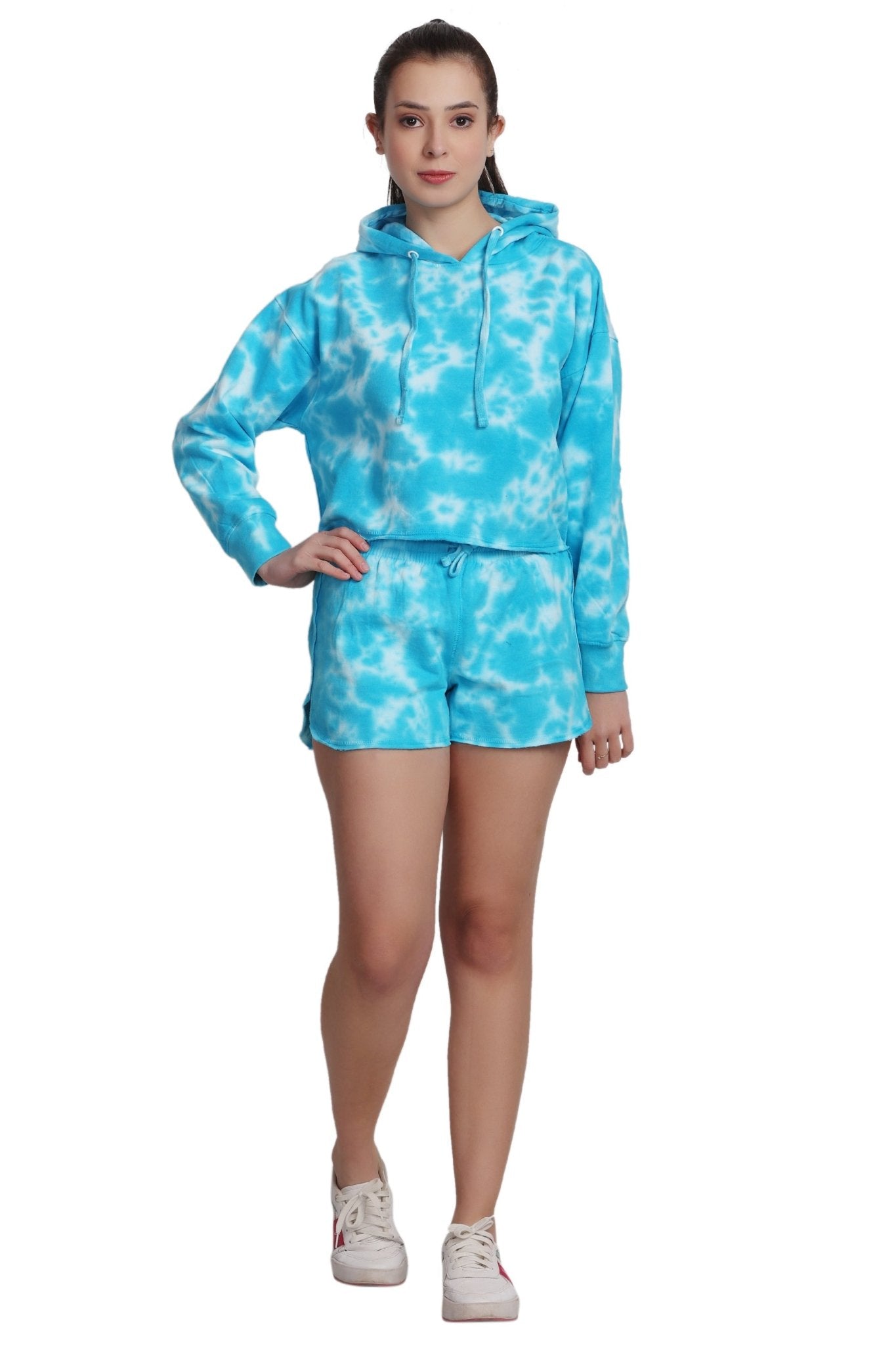 Ladies Two Piece Tie Dye Crop Set Cotton Blend Activewear 9602/8602 - Advance Apparels Inc