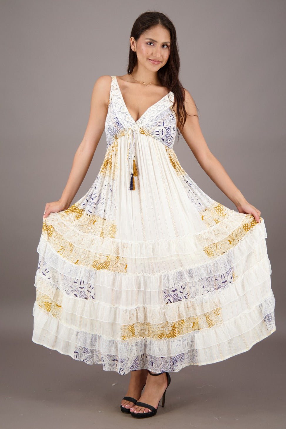 Liora Patch Maxi Dress 24991 - Advance Apparels Inc