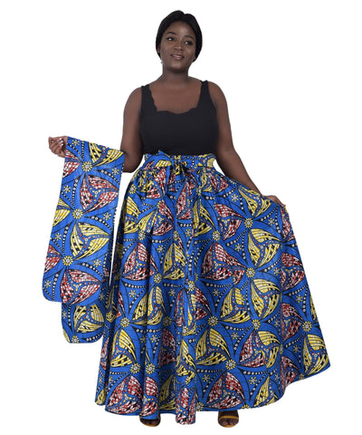 Long African Print Maxi Skirt Elastic Waist Ankara Fashion - Advance Apparels Inc