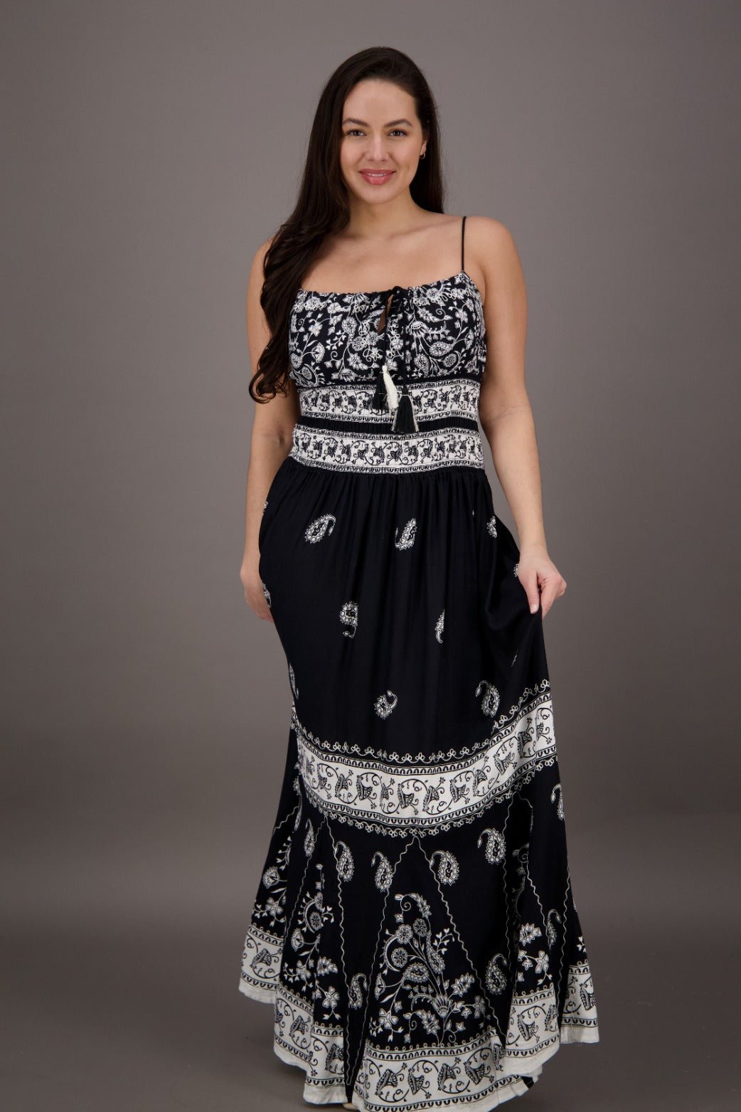 Long Batik Block Print Dress BD - 2054 - Advance Apparels Inc