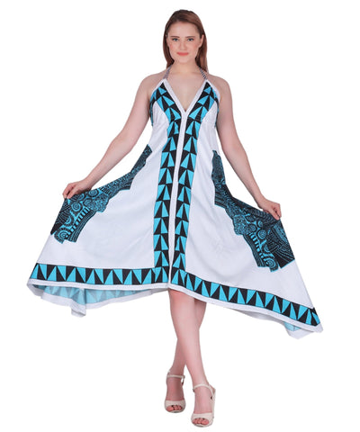 Long Geometric Print Halter Dress 1950 - Advance Apparels Inc