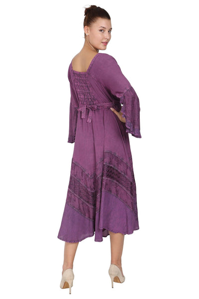 Long Sleeve Acid Wash Corset Dress 15223 - Advance Apparels Inc